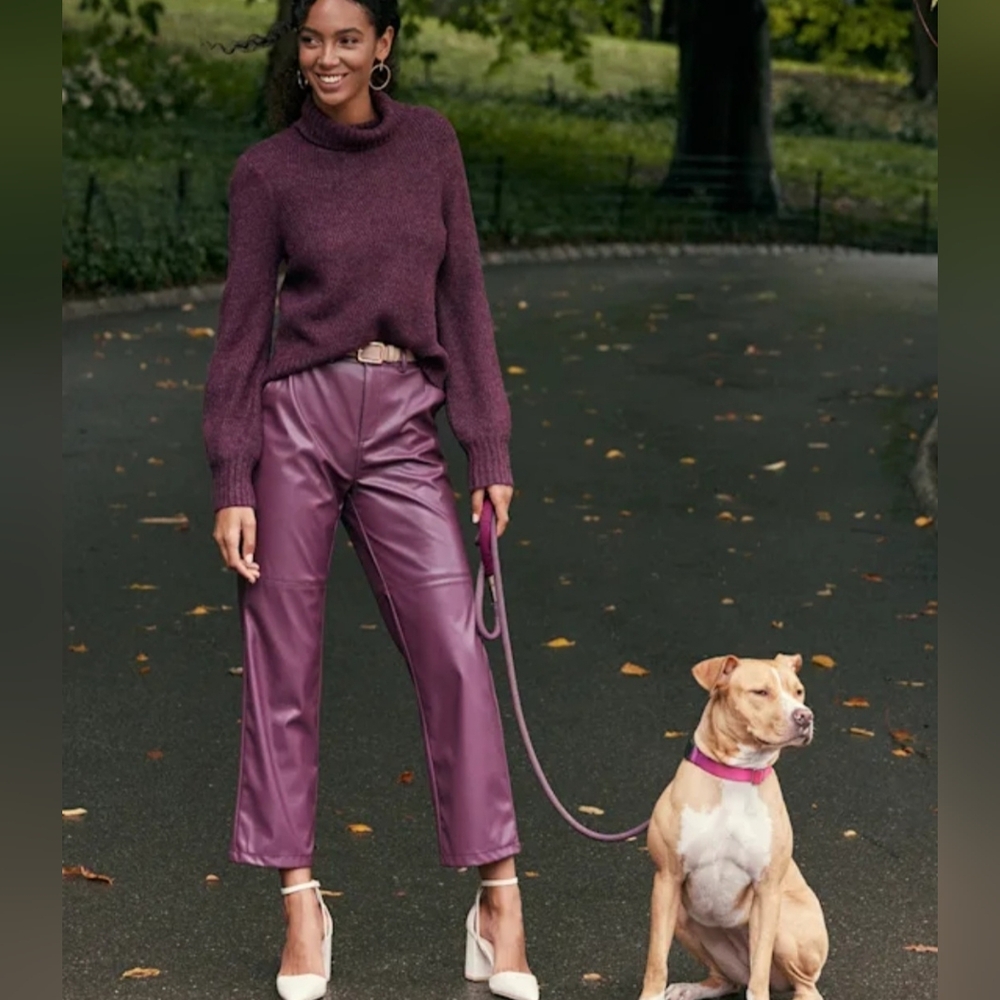Lulu's Purple Straight Leg Faux Leather Pants